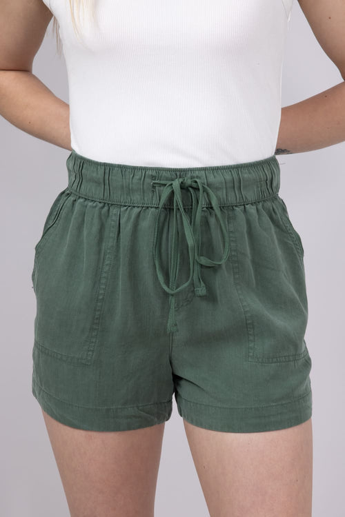 Tencel Drawstring Shorts for Women in Pine