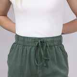 Tencel Drawstring Shorts for Women in Pine