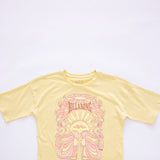 Billabong Youth Never Grow Up Oversized Graphic T-Shirt for Girls in Yellow