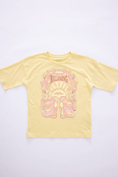 Billabong Youth Never Grow Up Oversized Graphic T-Shirt for Girls in Yellow