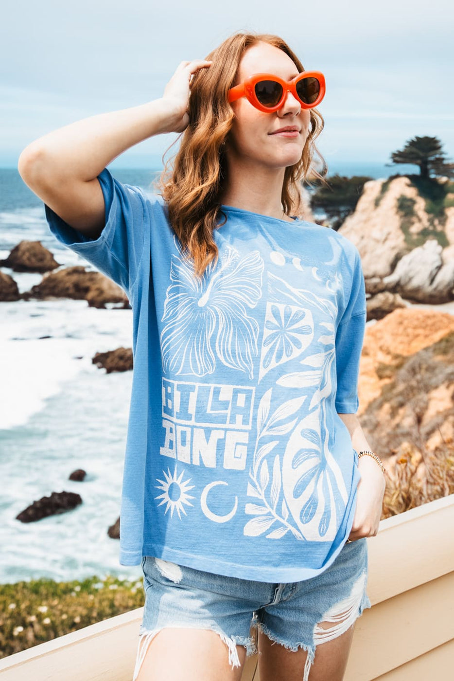 【超特価sale開催】  Billabong Summer Women for T-Shirt Graphic Oversized Nights サーフィン・ボディボード
