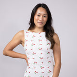 Cherry Open Back Mini Dress for Women in White