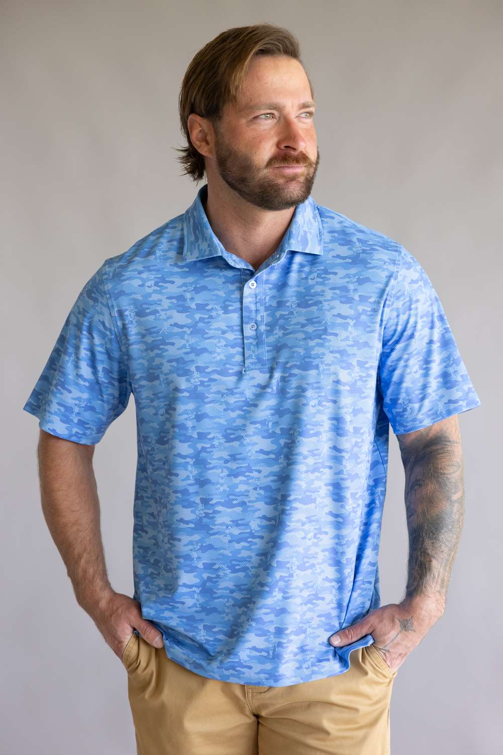 1897 Legends Camo Polo for Men in Blue | FGM209-BLUE – Glik's
