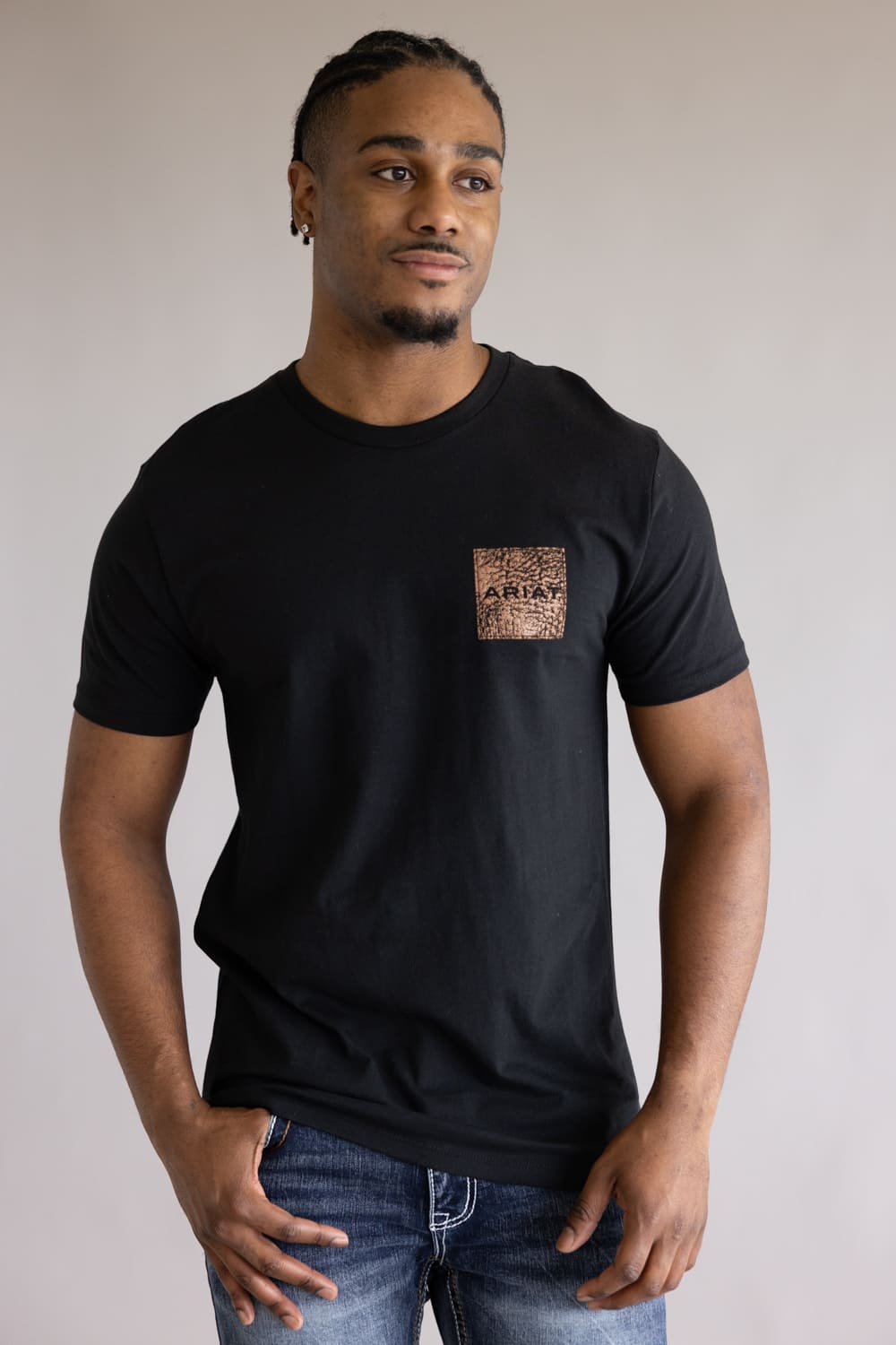 Ariat Boot Leather Patch T-Shirt for Men in Black