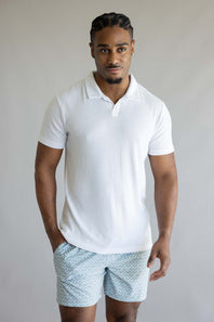 Vintage Summer Boucle Jersey Polo for Men in White