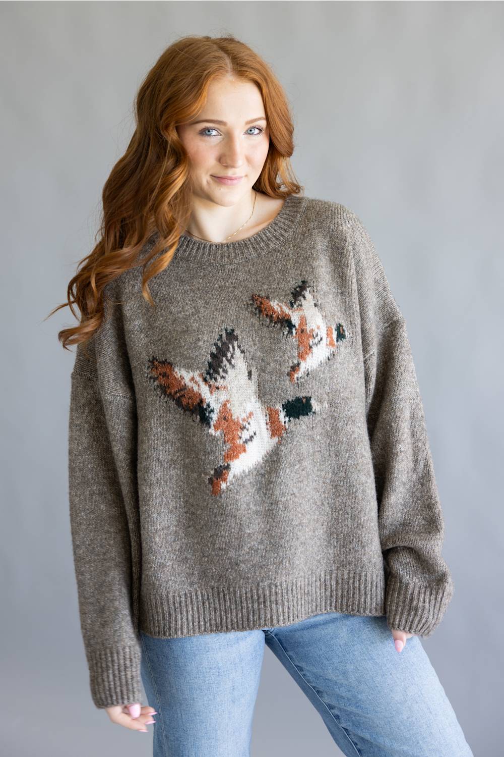 Bailey Rose Flying Duck Knit Sweater for Women in Mocha