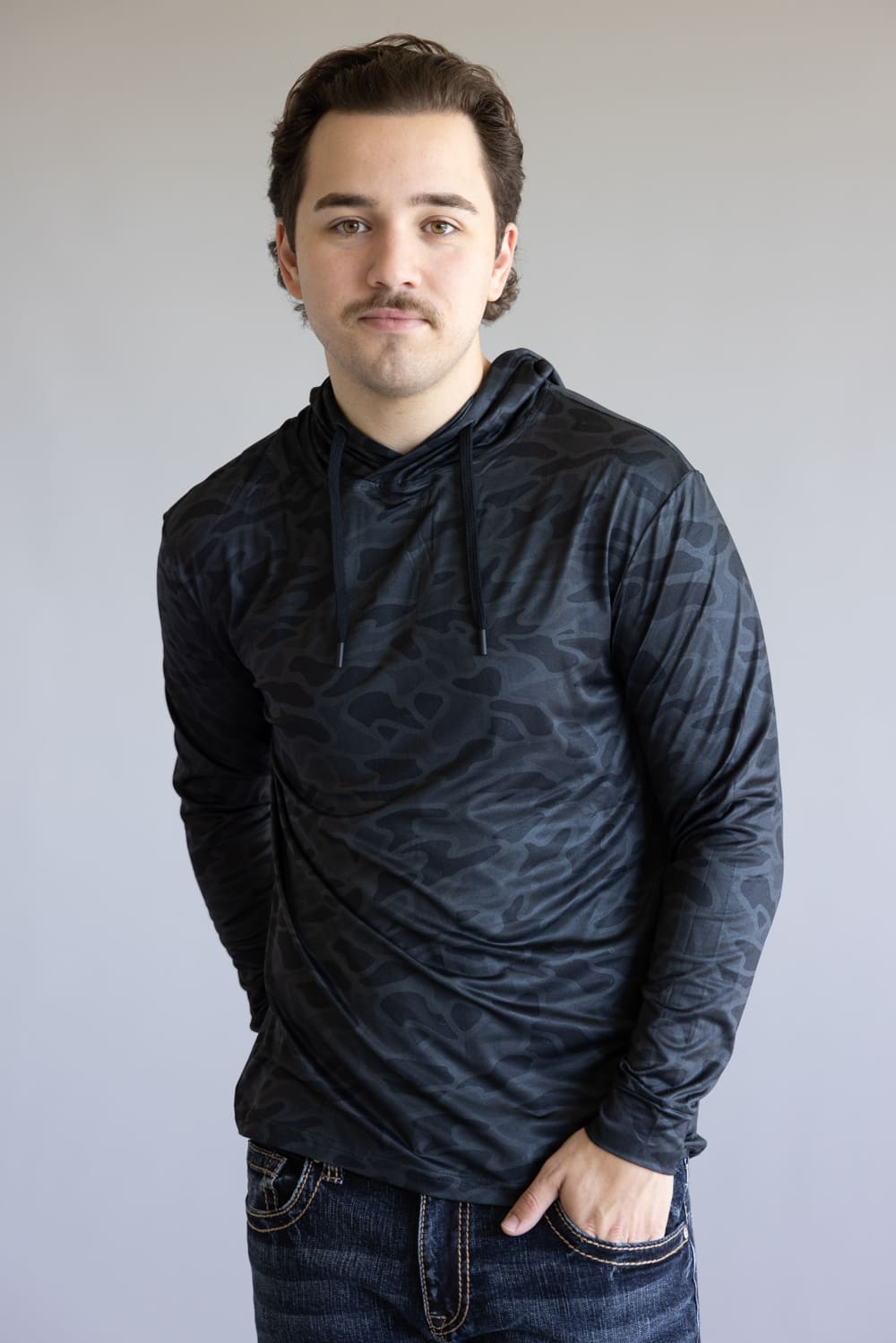 Burlebo Performance Hoodie for Men in Black Camo