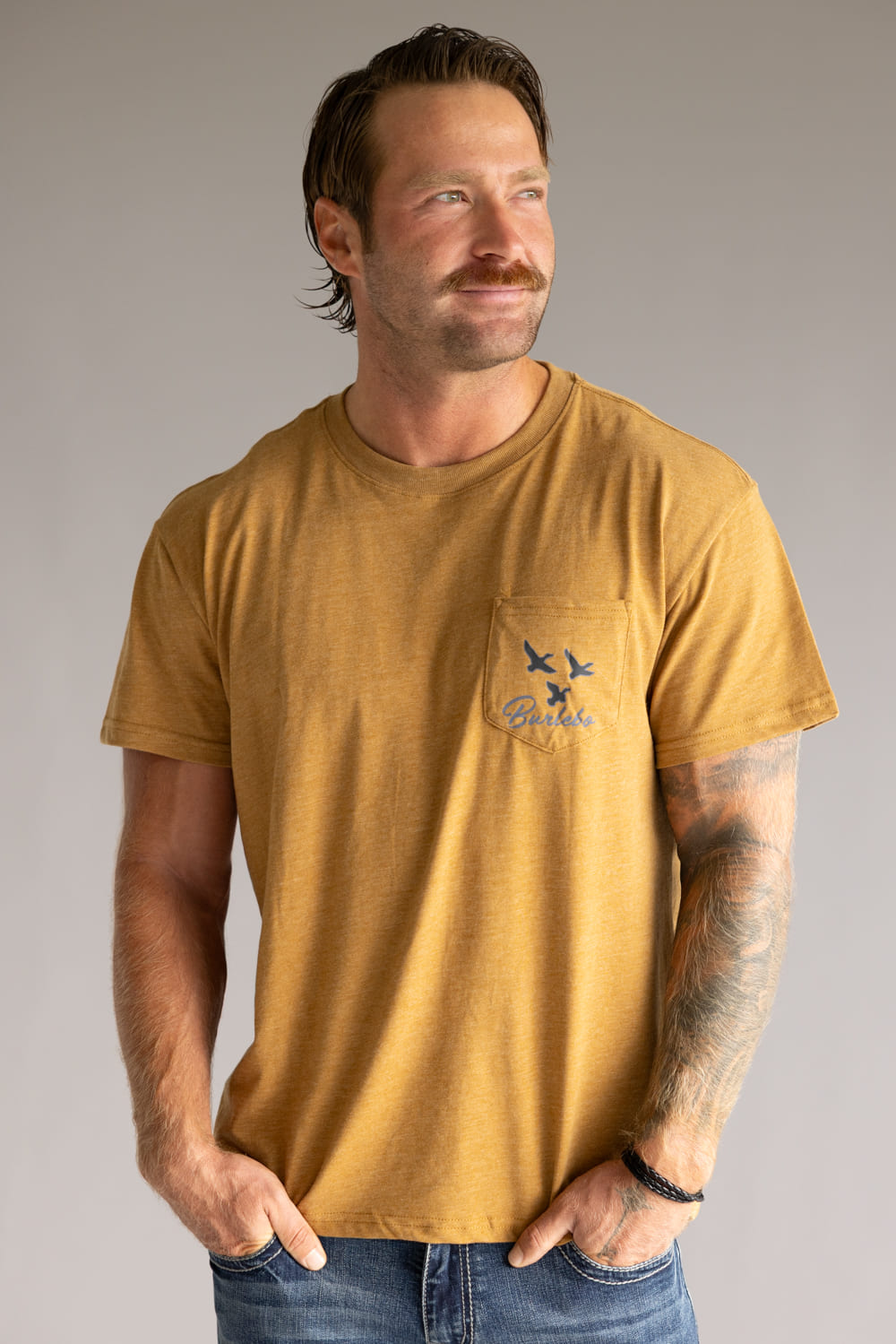 Burlebo Duck and Dog T-Shirt for Men in Light Brown 