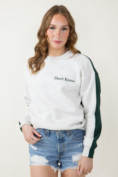 Bailey Rose Don’t Know Don’t Care Pullover for Women in Grey/Green