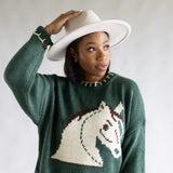 Bailey Rose Horse Stitch Sweater for Women in Green