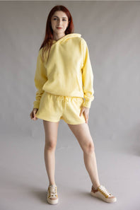 Basic Fleece Shorts for Women in Light Yellow
