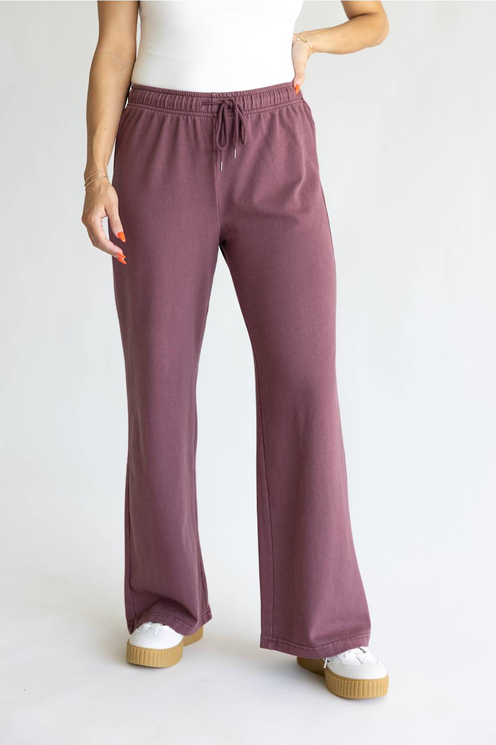 Be Cool Cotton Terry Straight Leg Pants for Women in Raisin