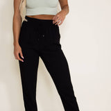 Rayon Drawstring Joggers for Women in Black
