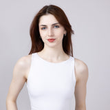 Seamless Double Layer Knit Tank Top for Women in White