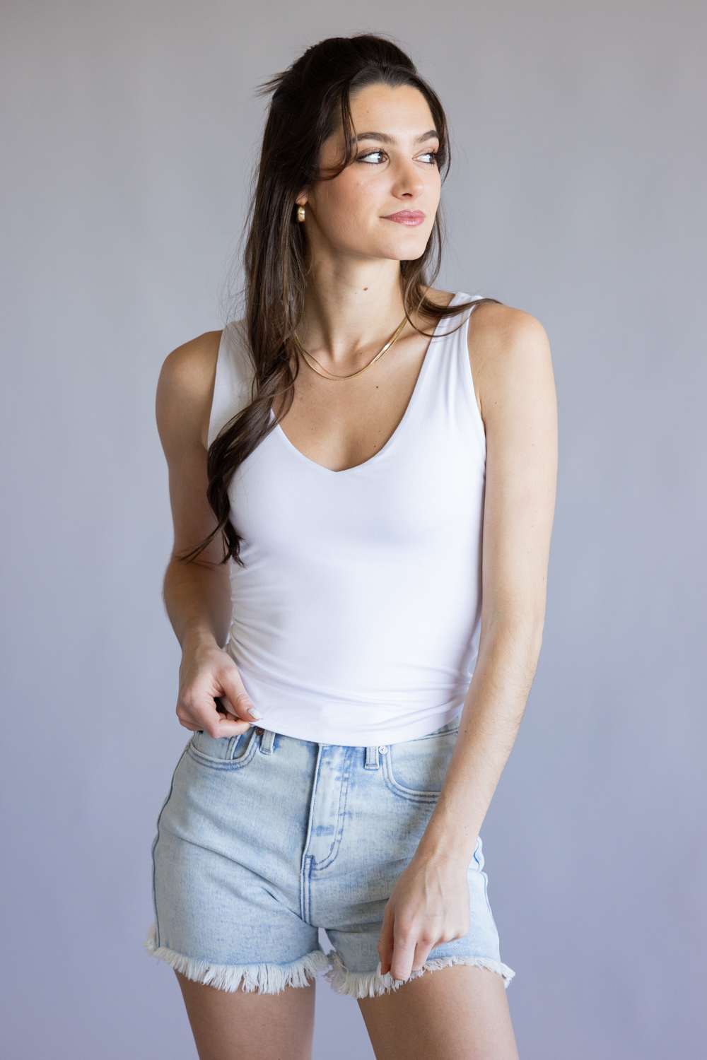 Be Cool Seamless Double Layer Knit Basic Tank Top for Women in Off White | 18363-OFF WHITE