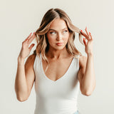 Seamless Double Layer Knit Basic Tank Top for Women in White