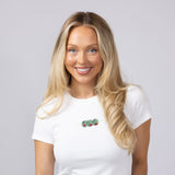 Beaded Olive T-Shirt for Women in White