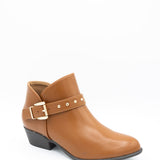 Berness Kashvi Buckle Booties for Women in Caramel Brown