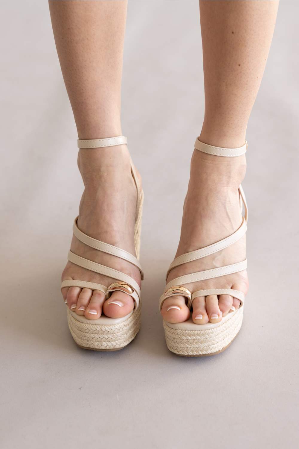 Berness Ralphine Toe Ring Espadrille Wedges for Women in Beige