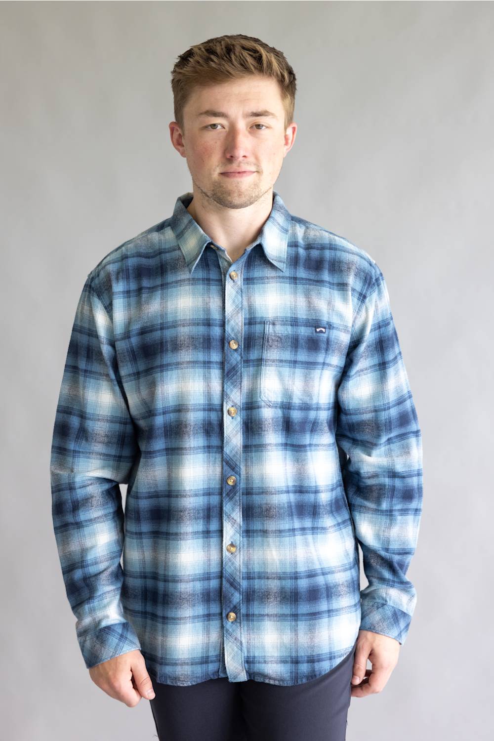 Billabong Coastline Flannel Button Up Shirt for Men in China Blue