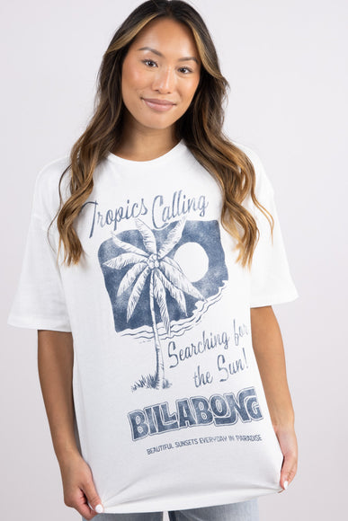 Billabong This Sun Time Oversized Graphic T-Shirt for Women in Salt Crystal