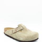 Birkenstock Boston Soft Footbed Suede Leather Clogs for Women in Taupe