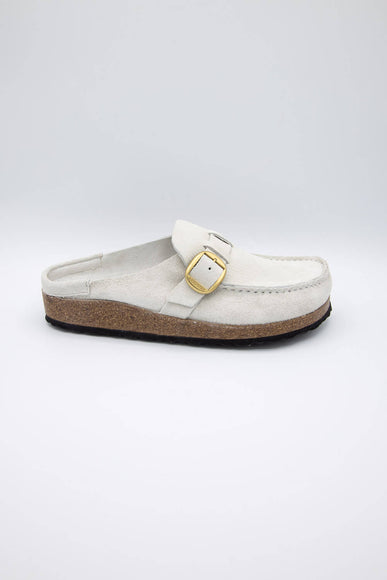 Birkenstock Buckley Corduroy Suede Mules for Women in Antique White 