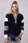 Blu Pepper Color Block Knit Top for Women in Navy