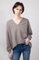 Blu Pepper Notched V-neck Knit Top for Women in Light Mocha