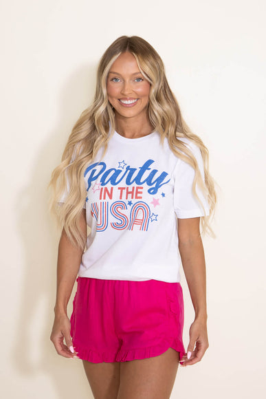 Party In the USA Graphic T-Shirt for Women in White