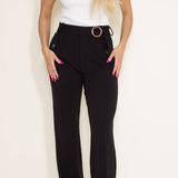 Boom Boom Jeans Belted Trouser Pants for Women in Black