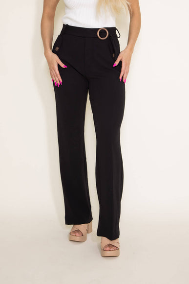 Boom Boom Jeans Belted Trouser Pants for Women in Black