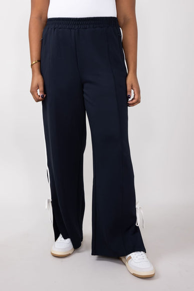 Bow Tie Track Pants for Women in Dark Navy/ White