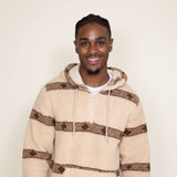 Brooklyn Cloth Arrow Stripe 1/4 Zip Sherpa Hoodie for Men in Brown