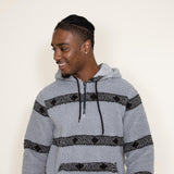 Brooklyn Cloth Arrow Stripe 1/4 Zip Sherpa Hoodie for Men in Grey