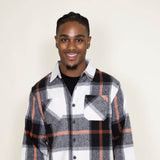 Brooklyn Cloth Heavy Flannel Shacket for Men in Black Cream