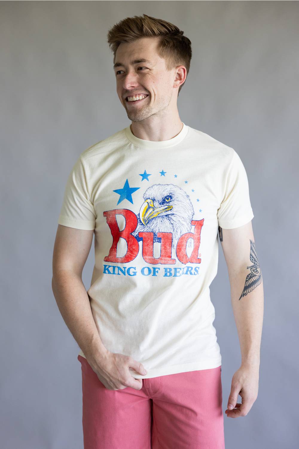 Budweiser Eagle & Stars T-Shirt for Men in Natural