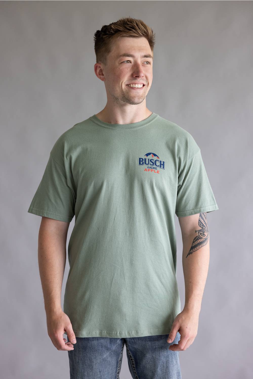 Busch Light Apple Frame T-Shirt for Men in Sage