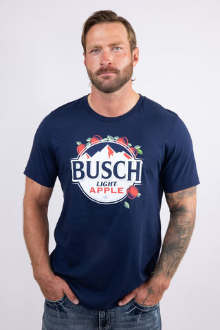 Busch Light Apple Logo T-Shirt for Men in Navy