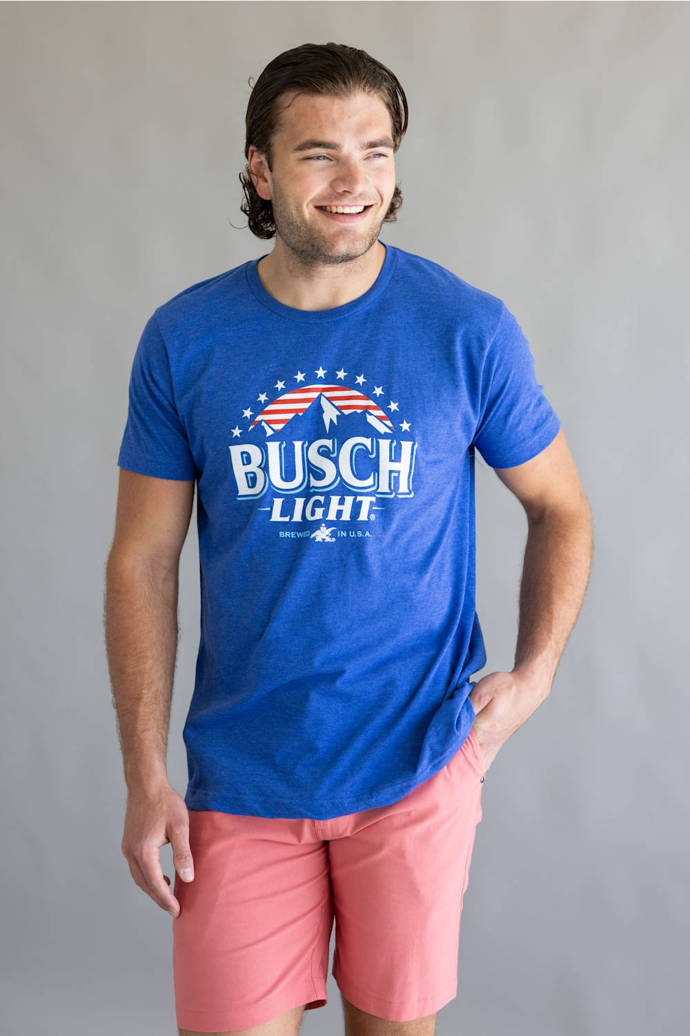 Busch Light Patriotic T-Shirt for Men in Heather Royal