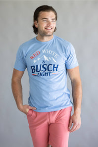 Busch Light Red White & Busch Light T-Shirt for Men in Light Blue