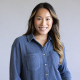 C&C California Mineral Wash Thermal Button Front Shirt for Women in Vintage Indigo
