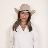 C.C. Felt Silver and Turquoise Leather Trim Cowgirl Hat for Women in Taupe