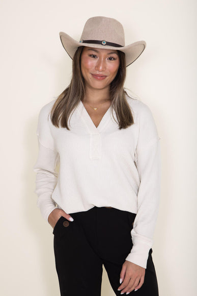 C.C. Felt Silver and Turquoise Leather Trim Cowgirl Hat for Women in Taupe