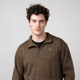 Ariat Caldwell ¼ Zip Logo Sweater for Men in Dark Brown Heather