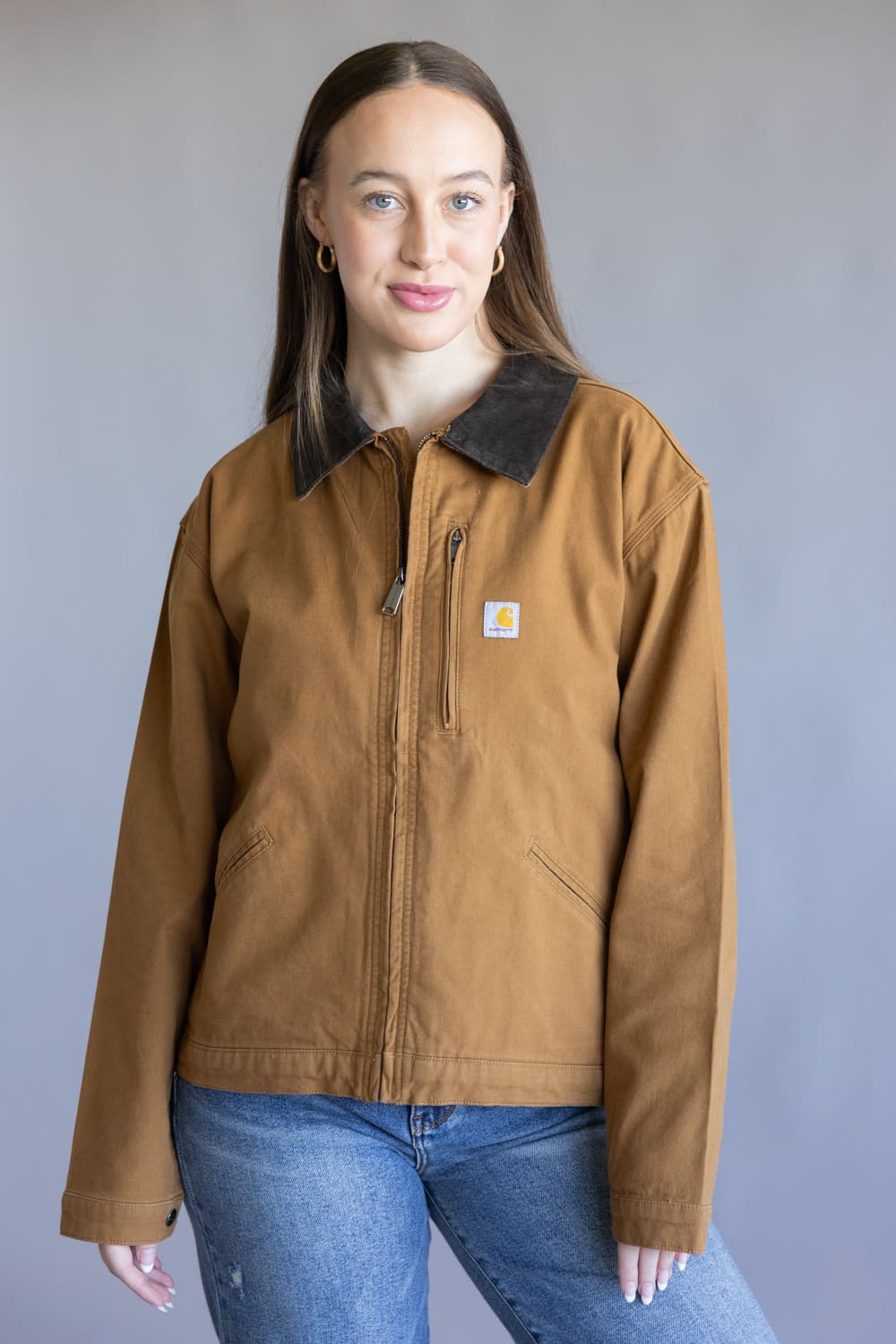 Carhartt Rugged Flex Canvas Detroit Jacket for Women in Carhartt Brown 