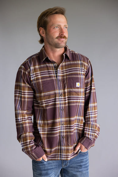 Carhartt Rugged Flex Relaxed Fit Midweight Flannel for Men in Dark Sepia