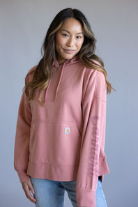 Carhartt Oversized Midweight Heart Graphic Hoodie for Women in Rose Tint