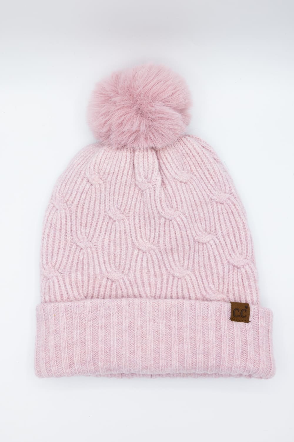C.C. Knitted Pom Beanie for Women in Rose