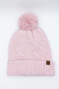 C.C. Knitted Pom Beanie for Women in Rose